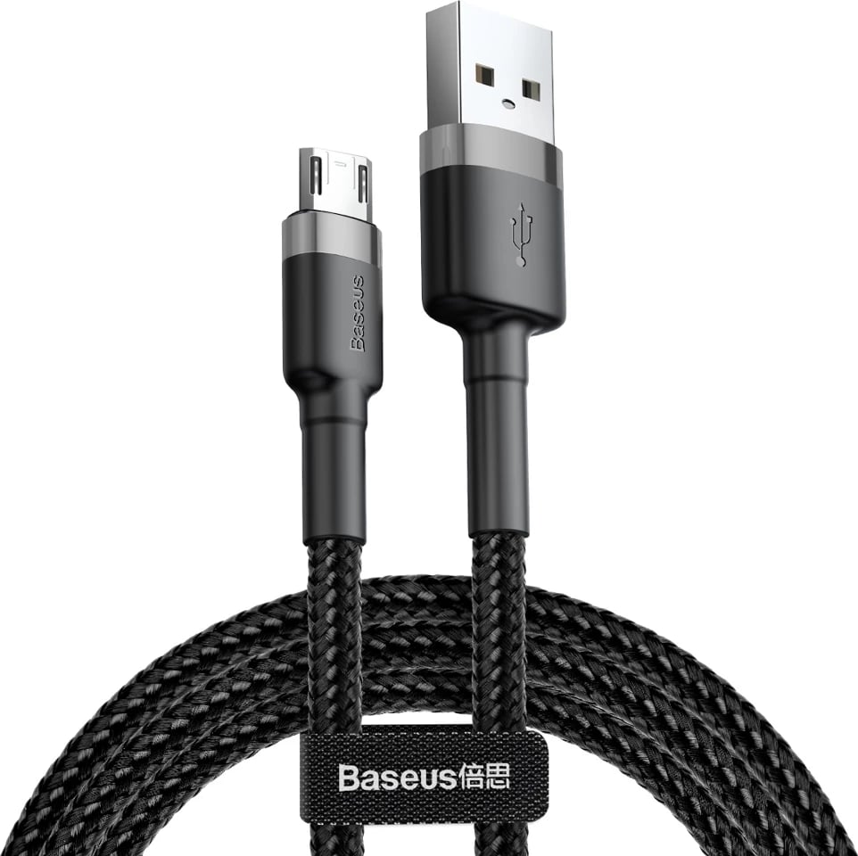 Kabllo Baseus Cafule CAMKLF-AG1, USB-A në micro USB, 0.5m, 2.4A, e zezë-gri