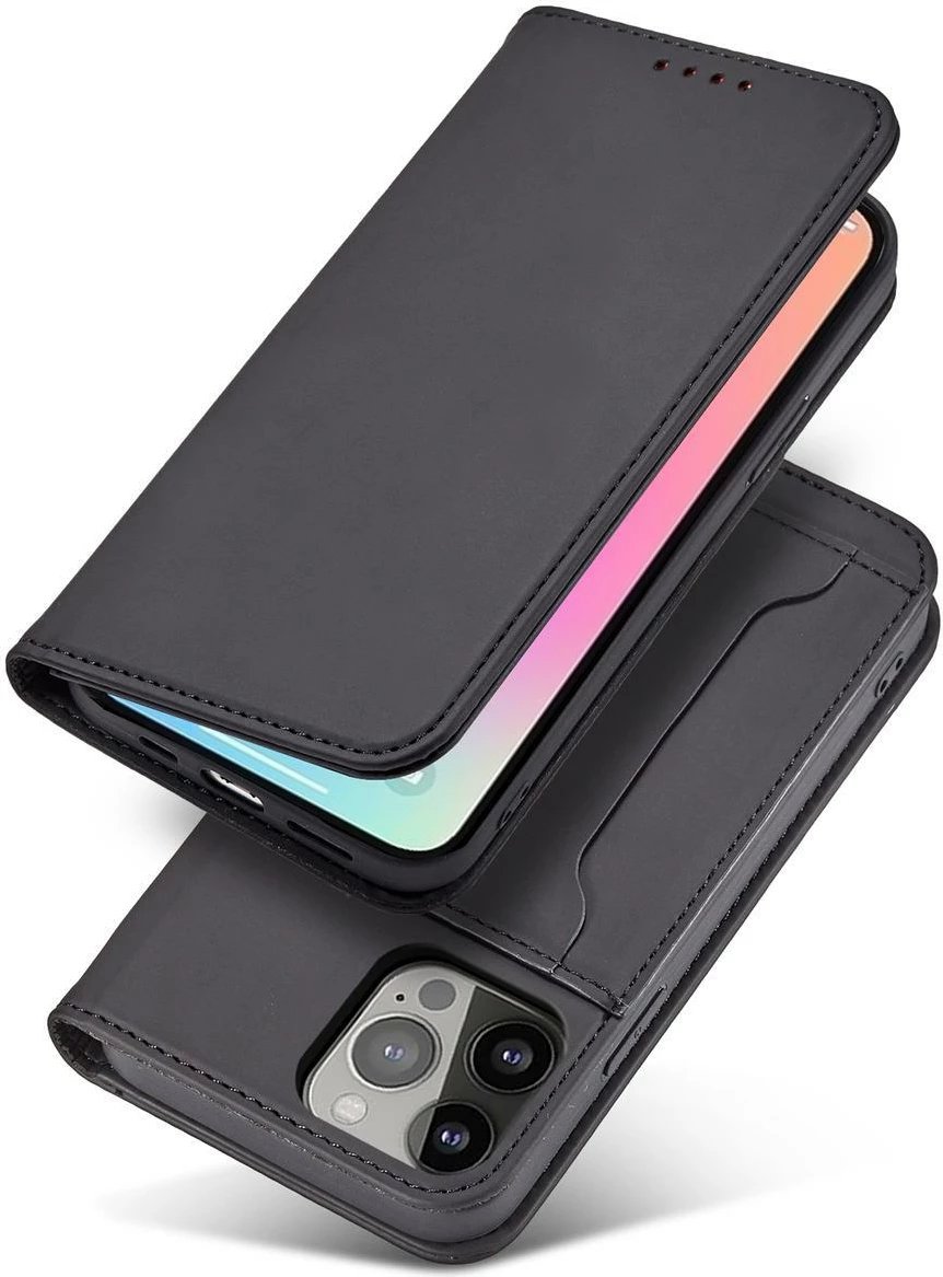 Mbështjellës Hurtel Magnet Card Case për iPhone 14, portofol, mbajtës, e zezë