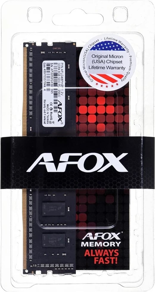 RAM Memorje AFOX DDR4 32GB 3200MHz UDIMM, për PC, E zezë