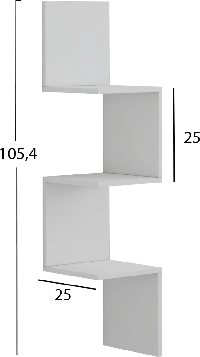 Rraft këndor MELAMINE, i bardhë