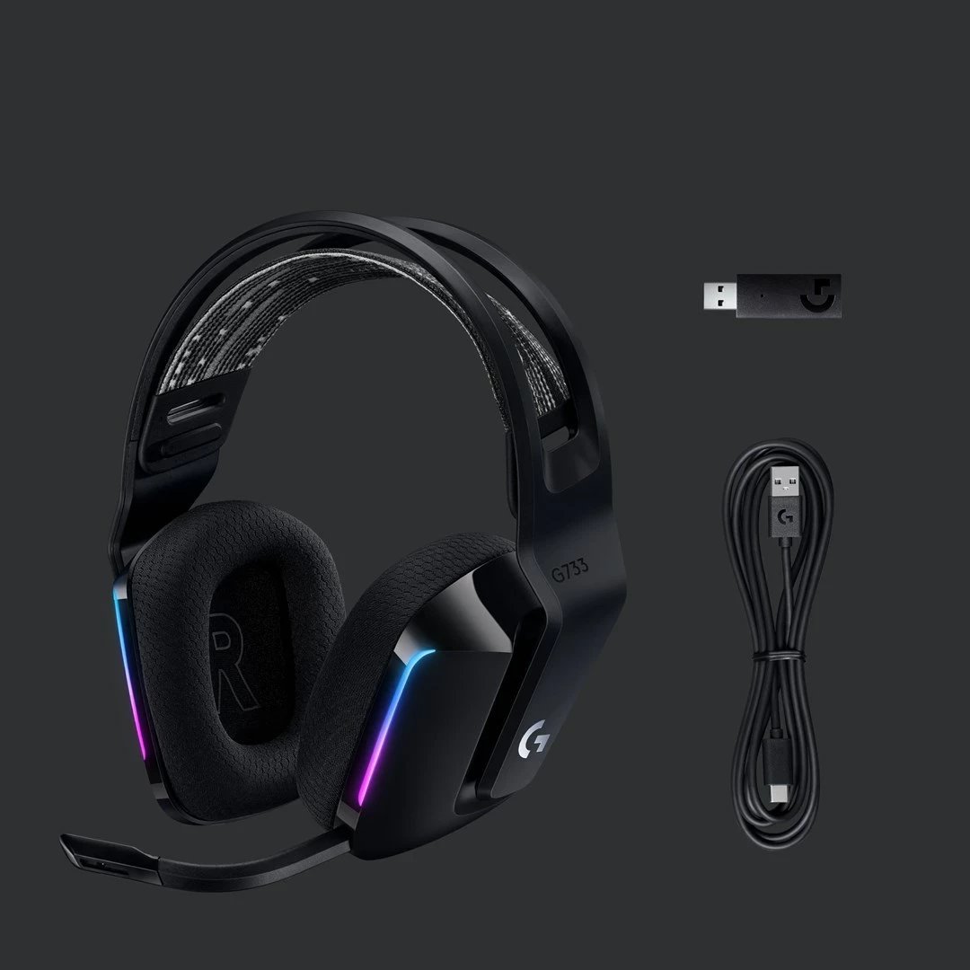 Kufje gaming Logitech G G733 LIGHTSPEED Wireless RGB, të zeza