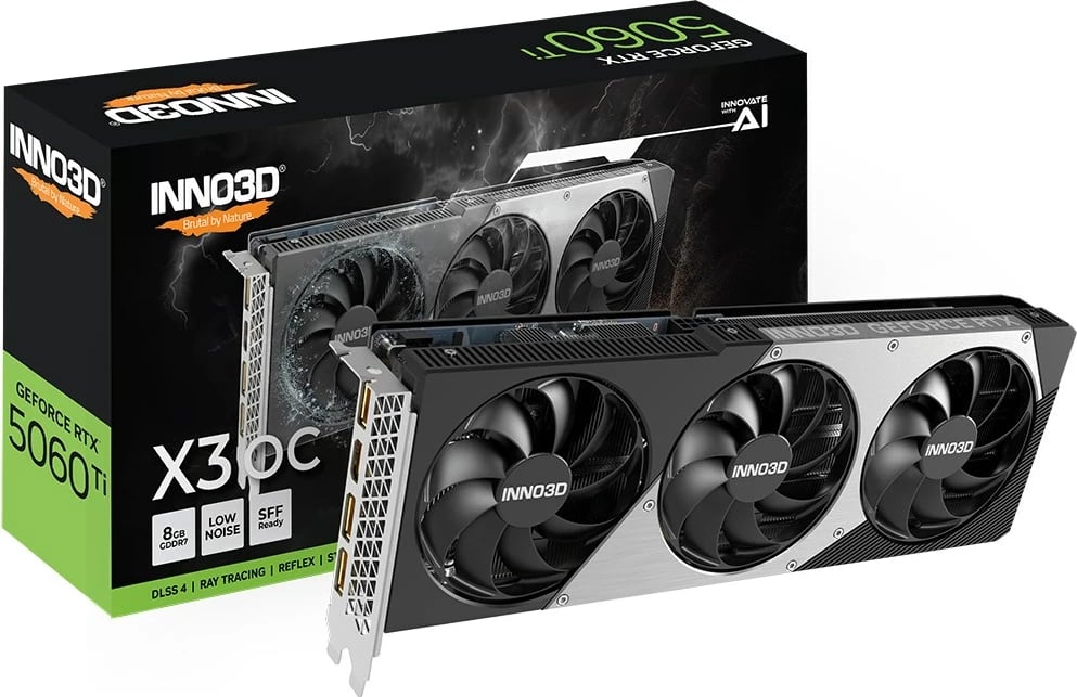 Kartelë grafike INNO3D GeForce RTX 5060 Ti X3 OC, 8 GB GDDR7, e zezë