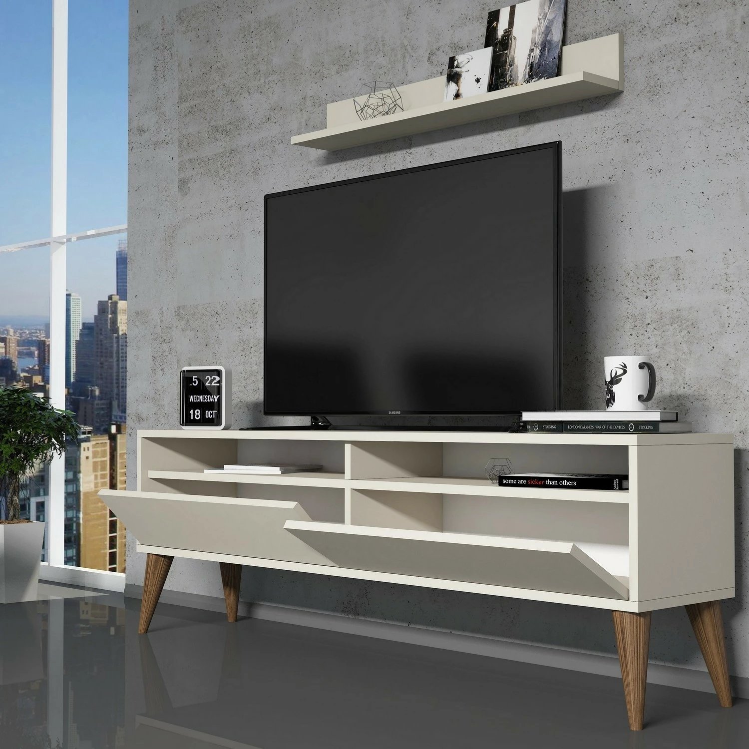 Komodë TV Hanah Home, Best, ngjyrë krem