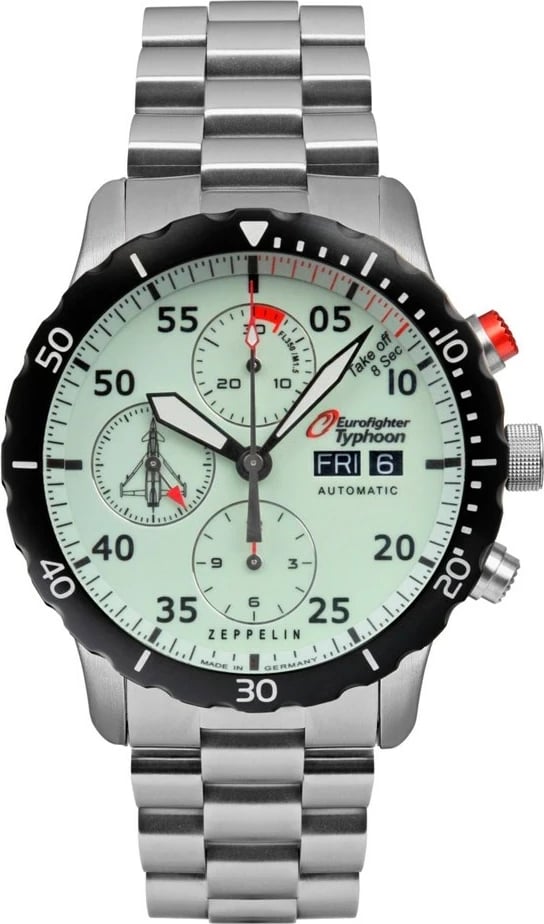 Orë dore Zeppelin Eurofighter 7218M-5 automatike, çelik