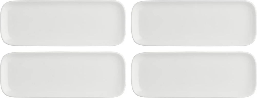 Set tabakash drejtkëndëshe LA PORCELLANA BIANCA Essenziale New Age, 30x11 cm, 4 copë, Bardhë