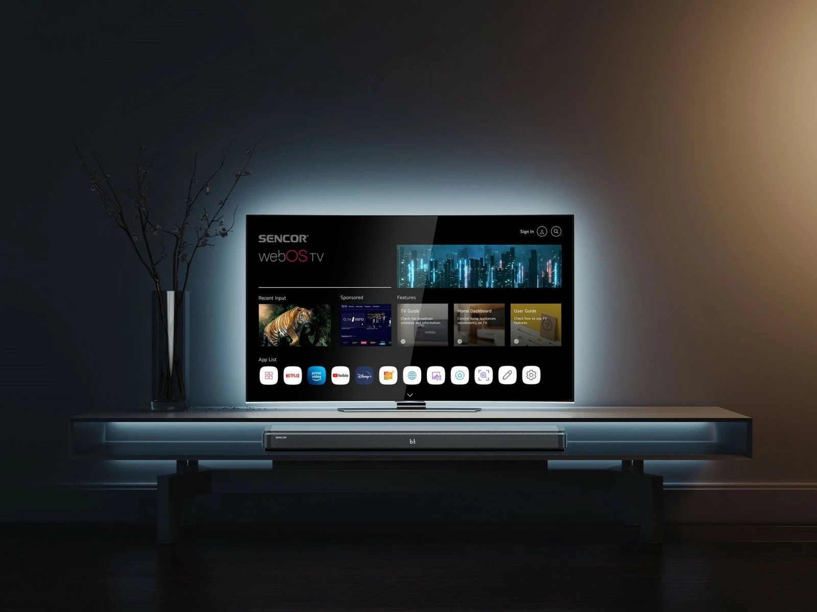 Soundbar Sencor SSB 4450BS me subwoofer të integrum, 200W, i zi