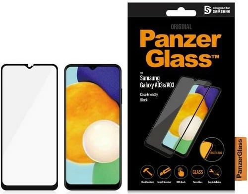 Xham i temperuar PanzerGlass për Samsung Galaxy A03, me kornizë të zezë