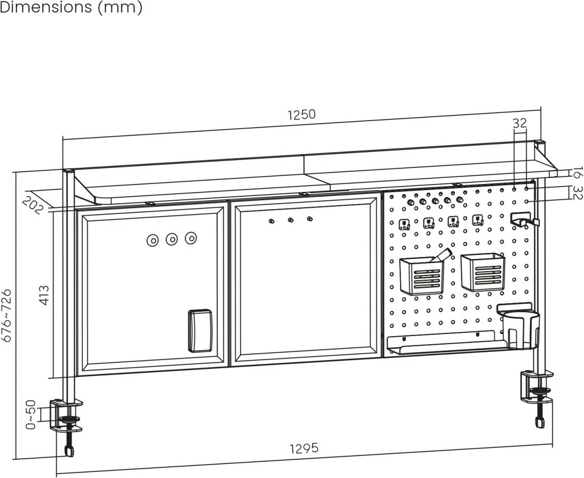 Ndarës tavoline Ergo Office ER-300B me organizator, çelik, i zi