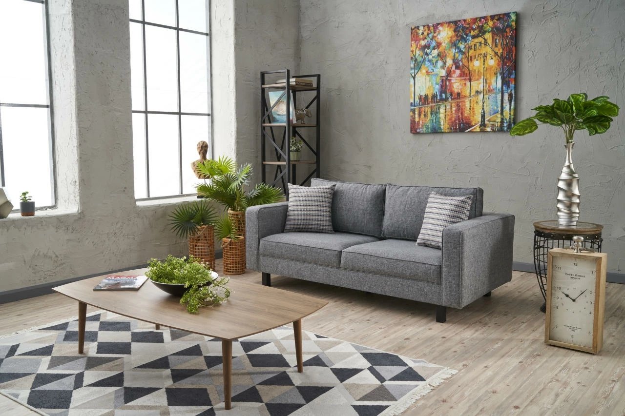 Divan dy-vendësh Atelier del Sofa, lino Kale, ngjyrë gri