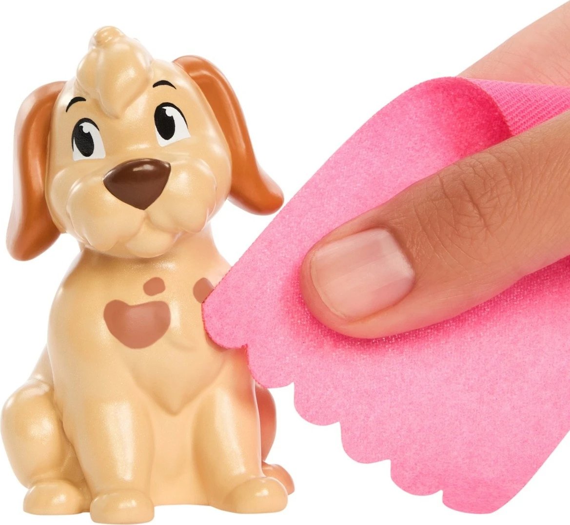 Kukull Disney Princess Belle me qenush dhe aksesorë, Mattel JFC42, Verdhë, set