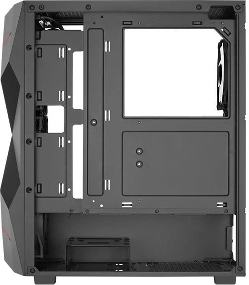 Kasë AeroCool Volcan, Midi Tower, ATX/mATX/mini-ITX, e zezë, me drita RGB