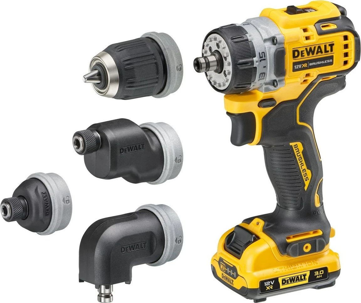 Makineri shpimi/vidash DeWalt DCD703L2T-QW, 12V, 3 Ah, 2 bateri, e verdhë