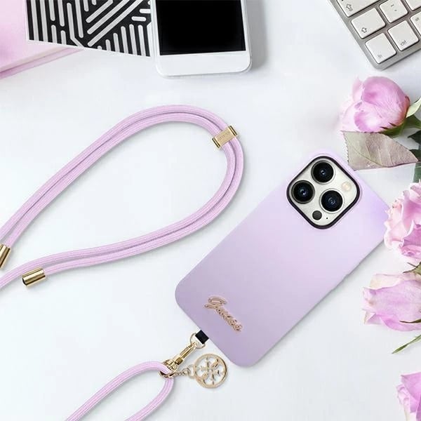 Rrip për celular Guess CBDY Cord, universal, najlon, 150 cm, vjollcë