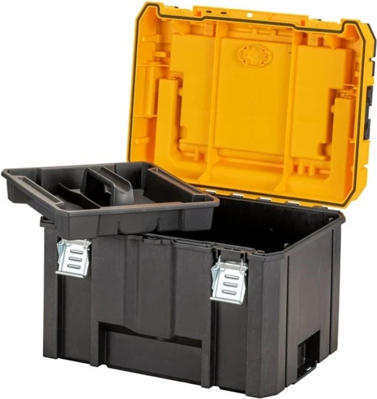 Kuti veglash DeWALT DWST83343-1, polikarbonat, 2 ndarje, zi/verdhë