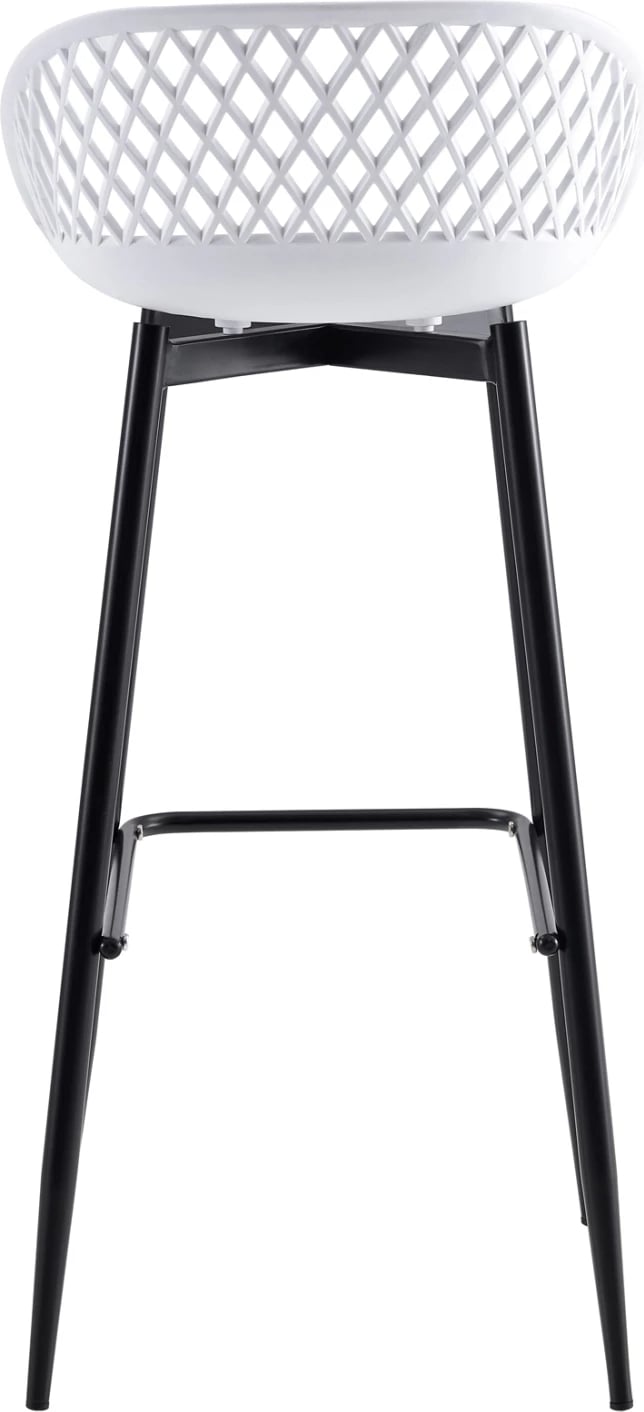 Karrige për bar FH8686.11, polipropilen e bardhë dhe këmbë metali të zeza, 45x45x97H cm
