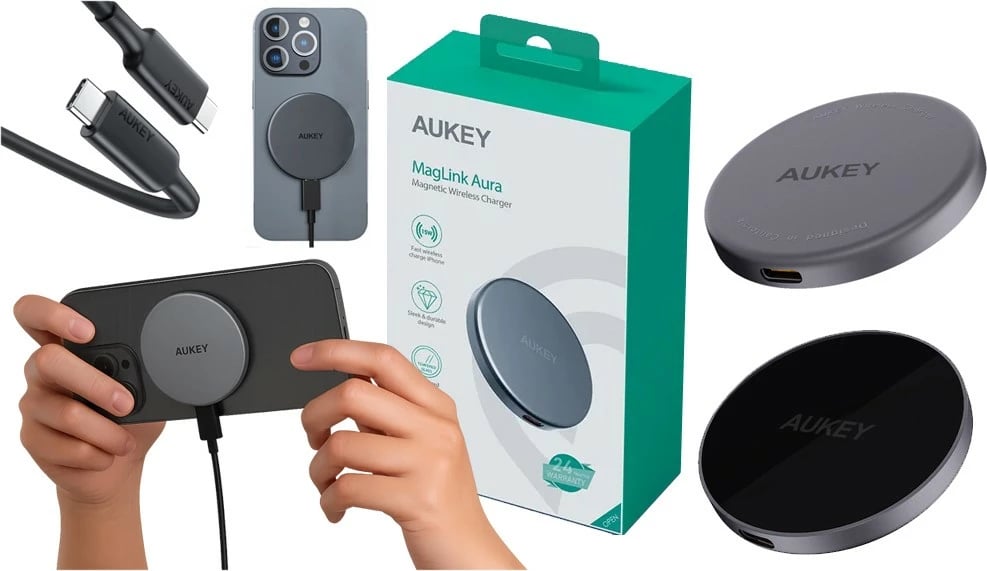 Karikues wireless AUKEY LC-MC10 MagSafe Qi2 15W, USB-C, i zi