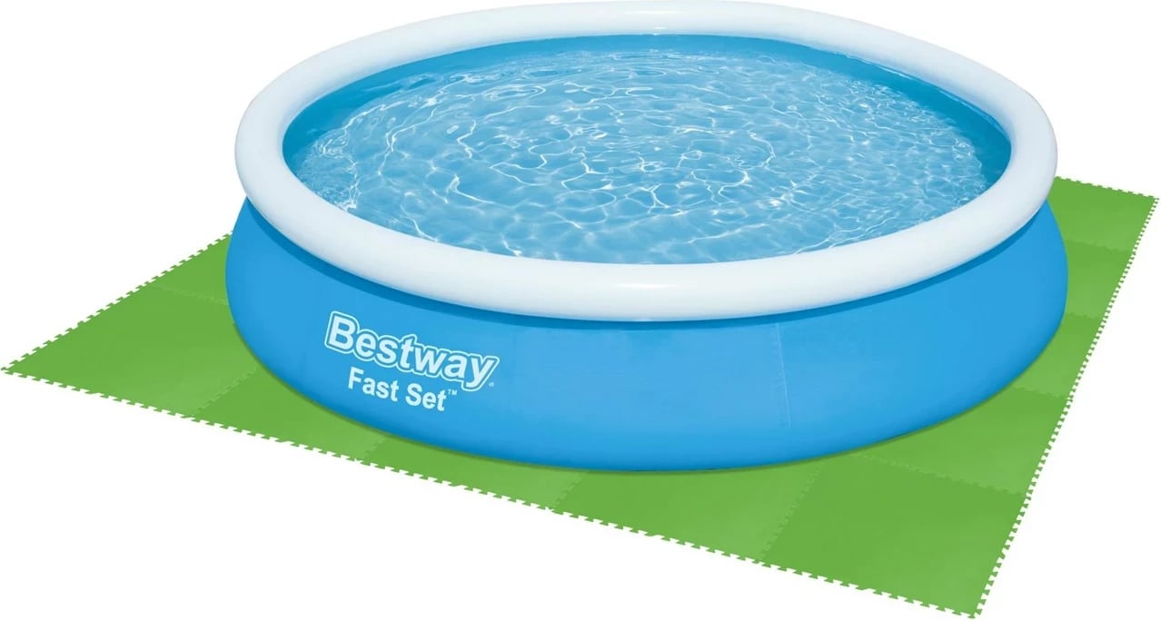 Mbrojtës dyshemeje për pishinë Bestway Flowclear 78cm x 78cm, i gjelbër, set prej 8 copësh