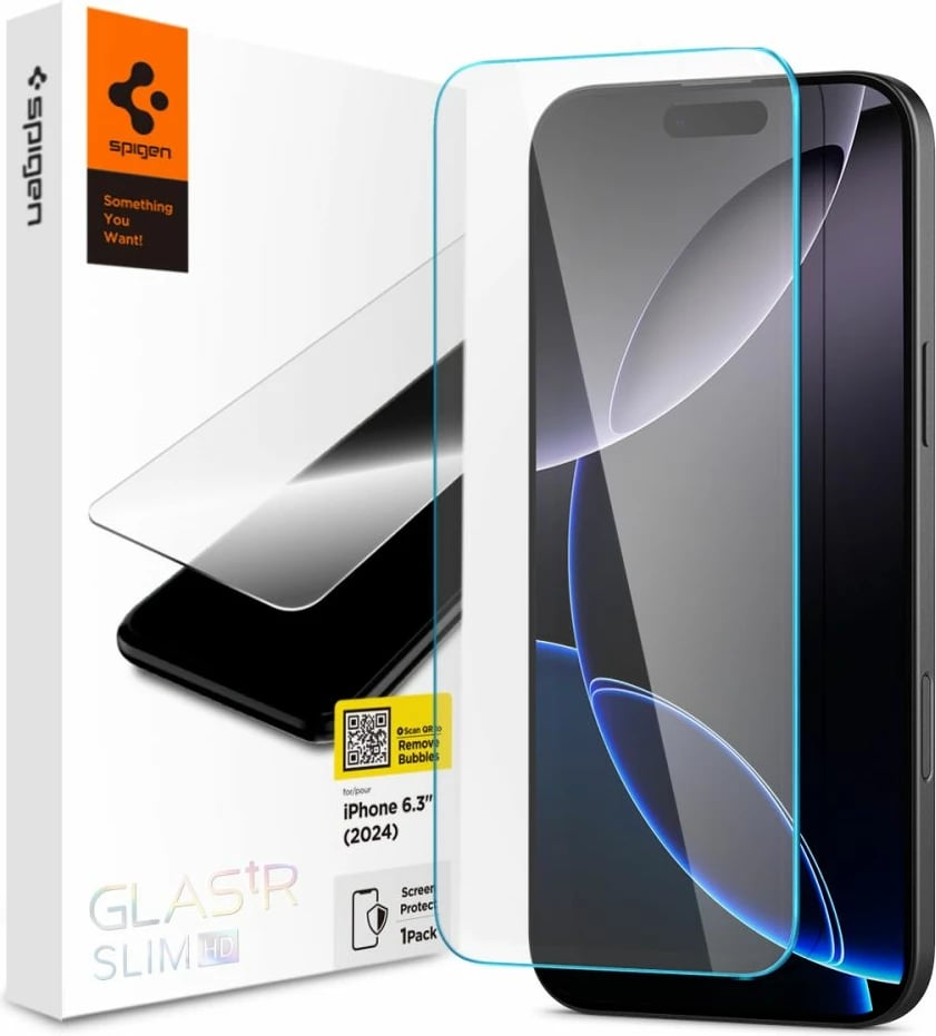Xham mbrojtës Spigen Glas.tR Slim për iPhone 16 Pro, Transparent