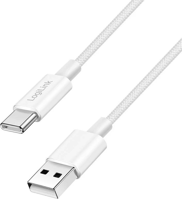 Kabëll LogiLink USB-A në USB-C 0.5m, najlon, bardhë
