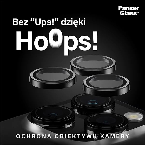 Mbrojtës kamere PanzerGlass Hoops për iPhone 15 Pro / 15 Pro Max, kornizë e zezë