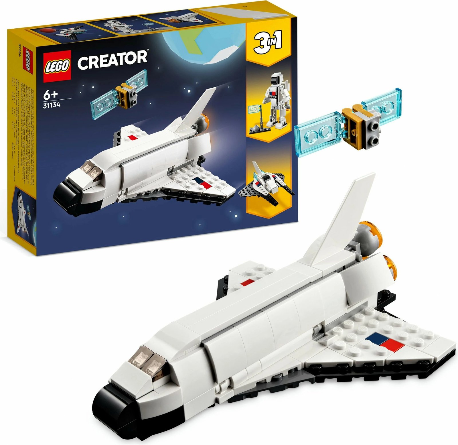 Set ndërtimi LEGO Creator 3-in-1 Space Shuttle, 144 pjesë, shumëngjyrësh