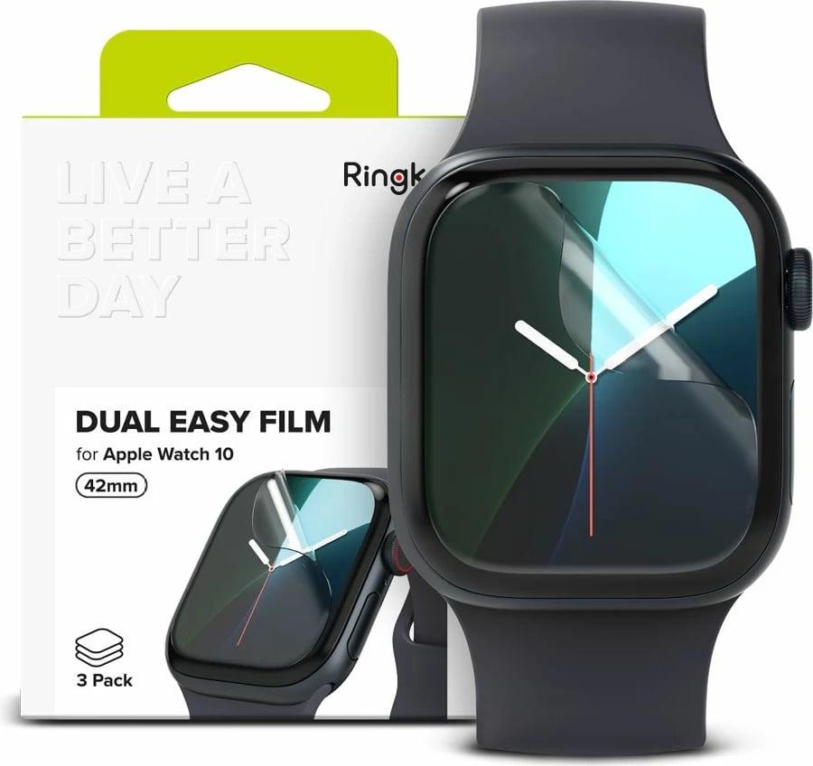 Folie mbrojtëse Ringke Dual Easy për Apple Watch 10, 42mm, 3 copë