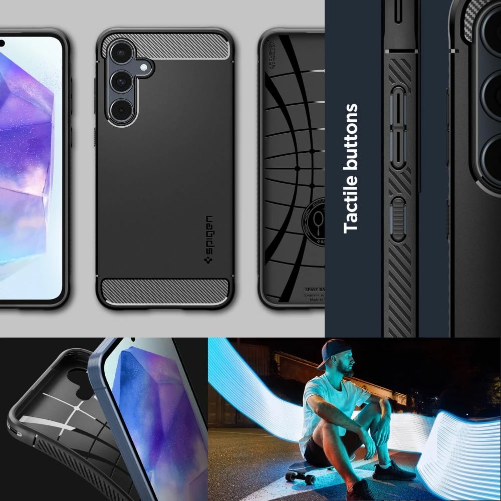 Mbështjellës Spigen Rugged Armor për Samsung Galaxy A55 5G, i zi