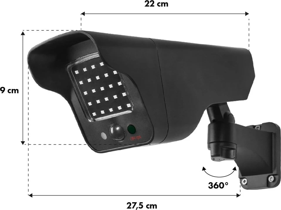 Kamerë false Maclean SOL1803S, LED me sensor lëvizjeje, IP65, E zezë Kamerë false Maclean SOL1803S, LED me sensor lëvizjeje, IP65, E zezë