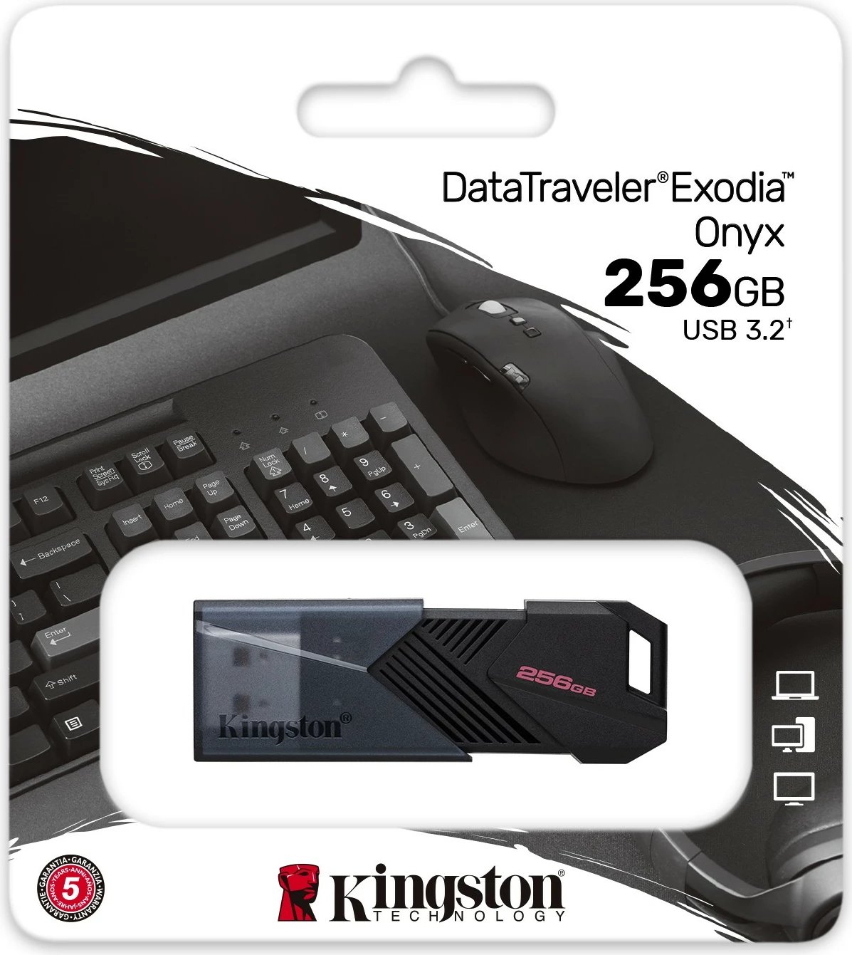 USB Kingston DataTraveler 256GB Exodia Onyx, USB 3.2 Gen 1, 256 GB, E zezë