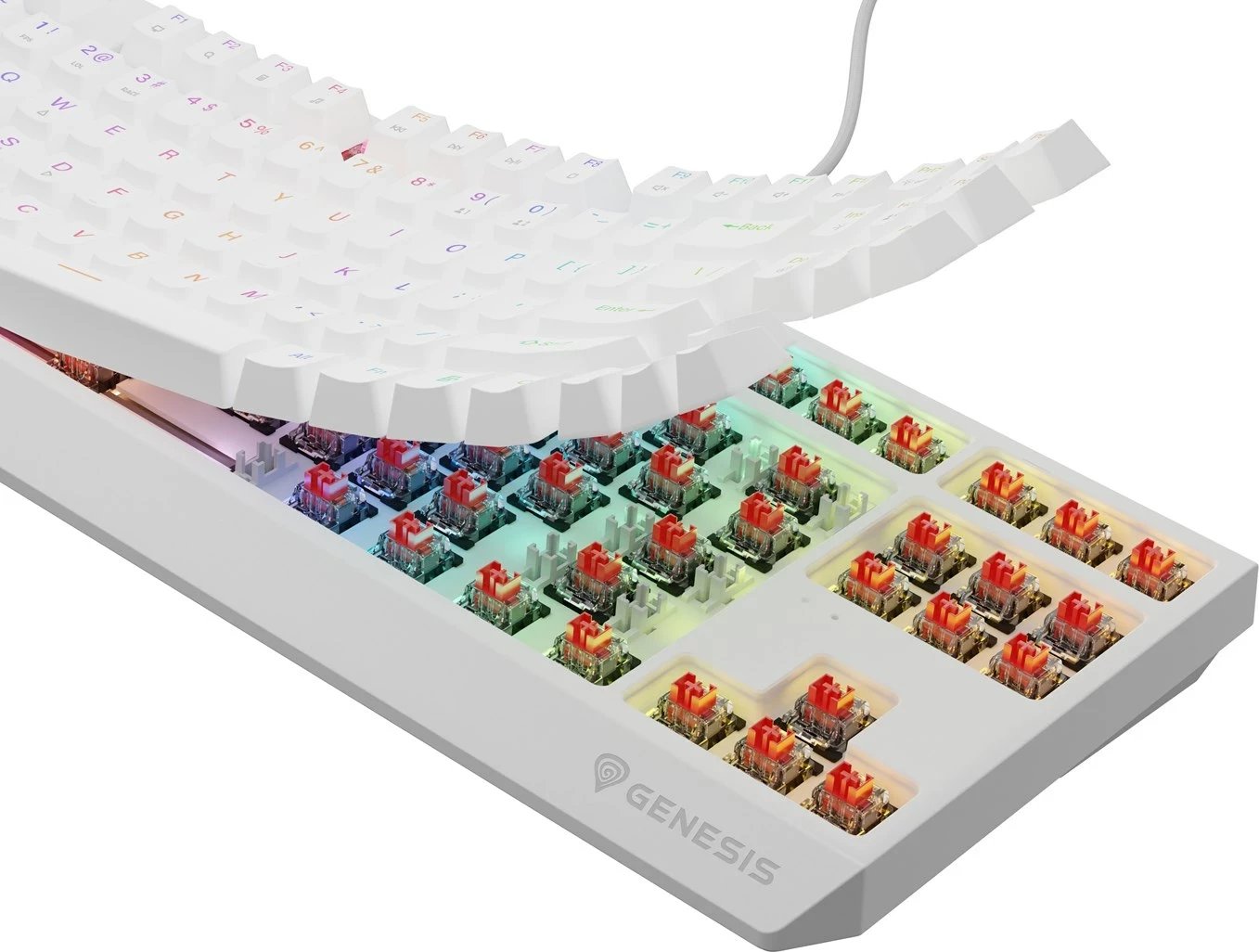 Tastierë mekanike GENESIS Thor 230 TKL, QWERTY, US English, RGB, e bardhë