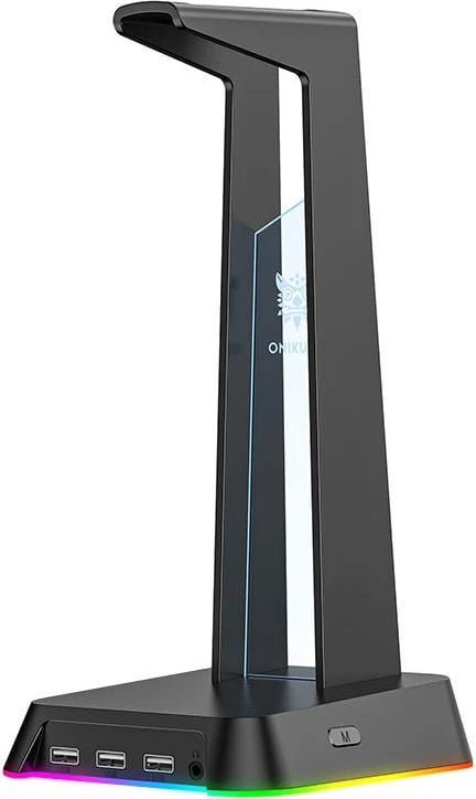Mbajtës kufjesh ONIKUMA ST-2, me 3x USB 2.0, RGB, i zi