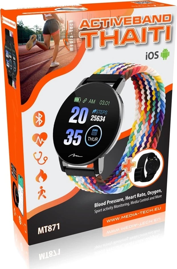 Smartwatch Media-Tech Smartband ACTIVEBAND THAITI MT871, ngjyrë e zezë Smartwatch Media-Tech Smartband ACTIVEBAND THAITI MT871, ngjyrë e zezë