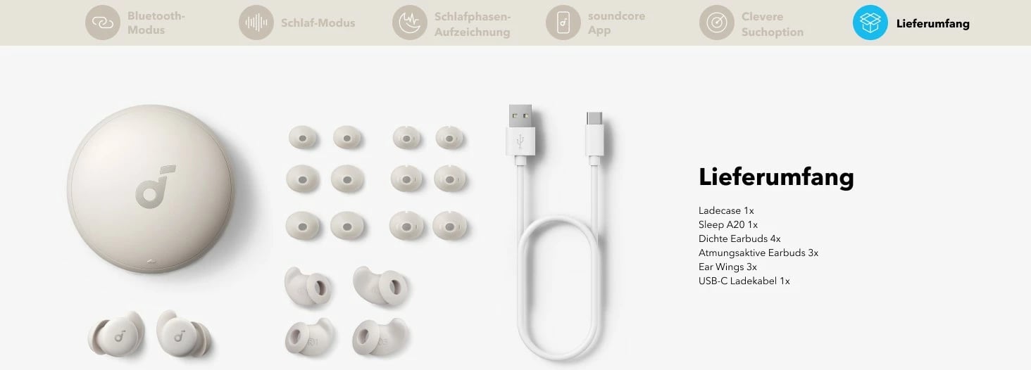 Kufje Anker Soundcore Sleep A20, Wireless, 20 - 20000 Hz, Bardhë