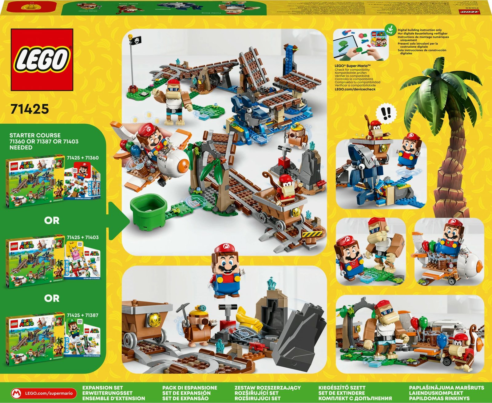 Set ndërtimi LEGO Super Mario Diddy Kong's Mine Cart Ride 71425, 1157 pjesë, shumëngjyrësh