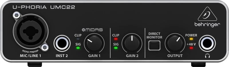 Audio interface Behringer UMC22, e zezë Audio interface Behringer UMC22, e zezë