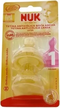 Tetina e gjerë antikolike NUK First Choice 1 M latex, 2 copë, unisex