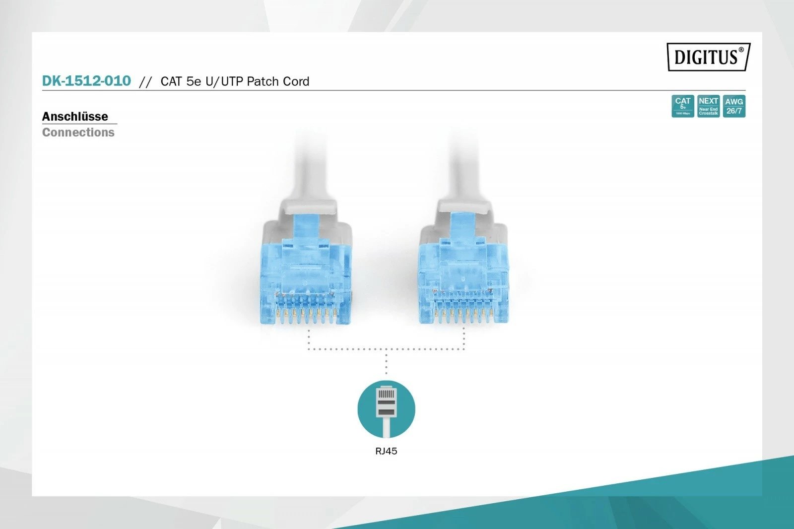 Kabllo rrjeti Digitus DK-1512-010, CAT 5e, 1m, RJ45, Gri