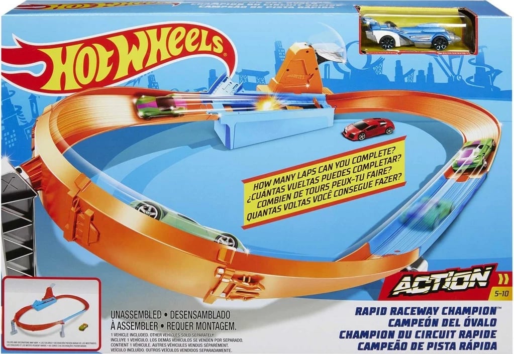 Set lojërash Hot Wheels Action Rapid Raceway Champion, MATTEL, Portokalli