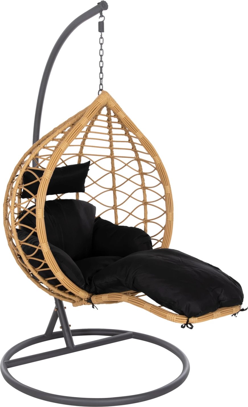 Fole varëse njësh me mbështetëse këmbësh, GRACIE FH5755.02, ratan sintetik, ngjyrë bezhë, kornizë çeliku gri, Φ104x200H cm