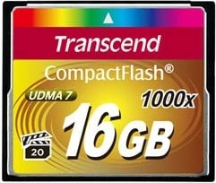 Kartelë memorie Transcend CompactFlash 1000x 16GB, MLC, 160MB/s, e zezë