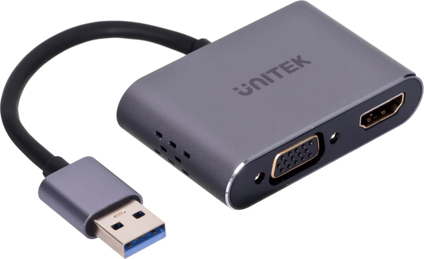 Përshtatës Unitek USB A - HDMI, VGA, Full HD, hiri