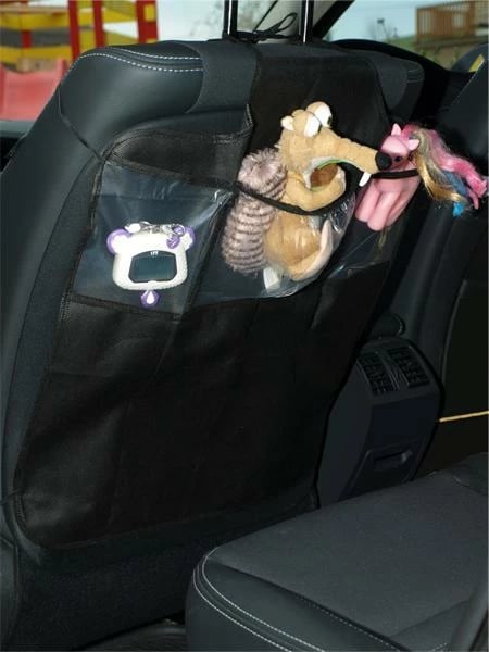 organizer sedilje makine për fëmijë, CARETERO, 57x49 cm, 3 xhepa me folie të përforcuar, lidhëse sipër dhe gomë poshtë, e zezë