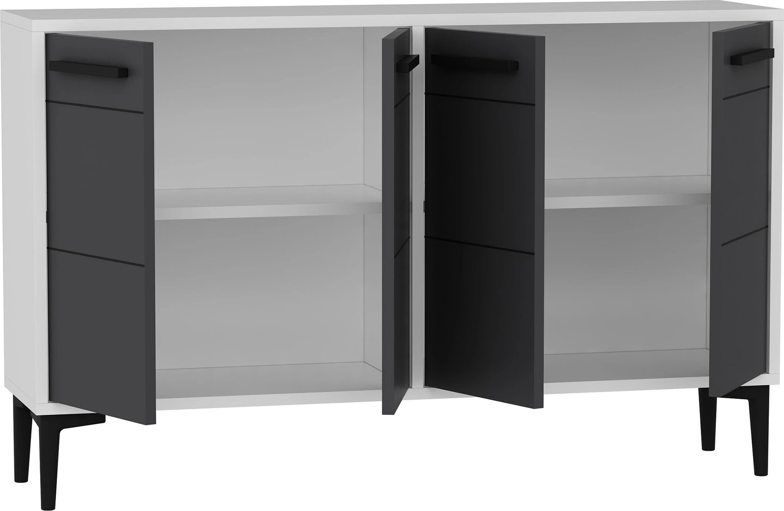 Konsol Skye Decor, stria, e bardhë dhe antracit