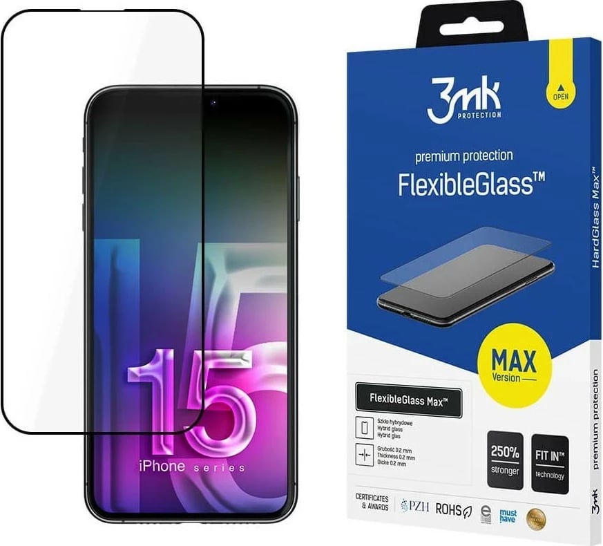 Mbështjellës ekrani 3MK FlexibleGlass Max për Apple iPhone 15 Pro Max, transparent