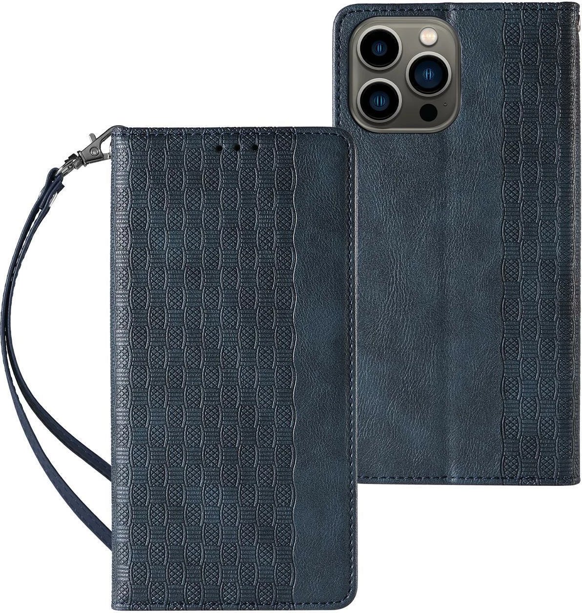 Mbështjellës Hurtel Magnet Strap për iPhone 13 Pro Max, me portofol dhe rrip dore, Kaltër