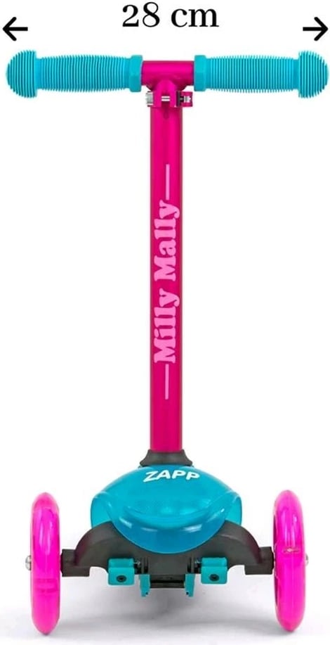 trotinet, Milly Mally, Zapp, 3 rrota, rrota me drita, timon i rregullueshëm 61-66 cm, deri 50 kg, jeshile