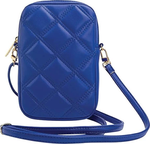 Mbështjellës për celular Guess Zip Quilted 4G, lëkurë artificiale, kaltër