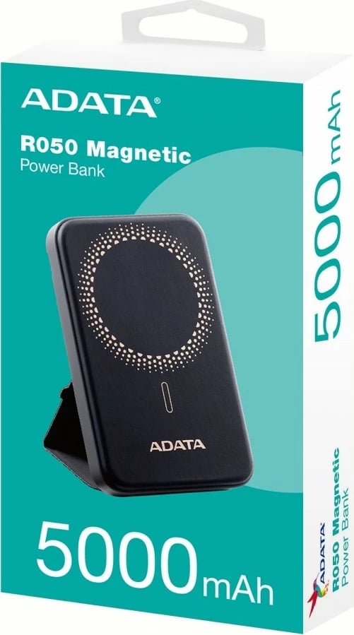 Powerbank Adata R50, 5000mAh, 2x USB Type-C, MagSafe, e zezë