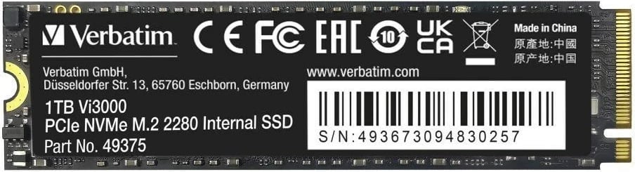SSD Verbatim VI3000, 1TB, M.2 2280, PCIe NVMe