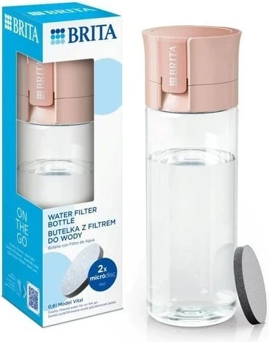 Shishe me filtër BRITA Vital 0.6L, pastel pjeshke, 2 copë
